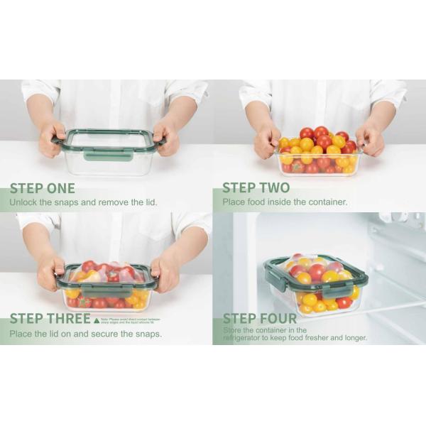 IKOO 1800ml Rectangular Glass Food Container with Detachable Silicone Lid