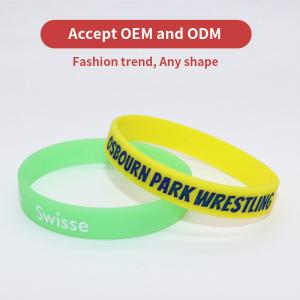China Rubber Embossed Printed Wristbands , Segmented Printed Silicone Bands on sale