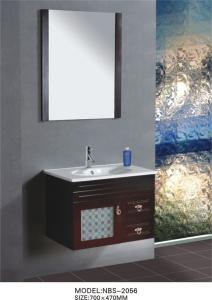 China 70 X 47 / cm light wood bathroom vanity cabinet , Full Extension drawers modern bathroom sink vanity on sale