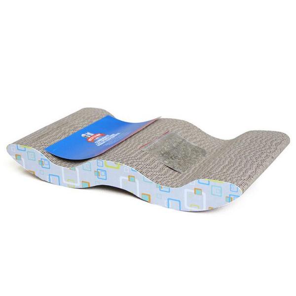 Curved Wave Cat Scratch Board Stable , Cardboard Scratch Pad Neutral Colors