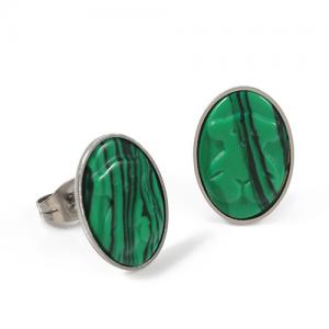 China Fashionable Green Stone Stud Earrings , Minimalist Style White Shell Earrings on sale