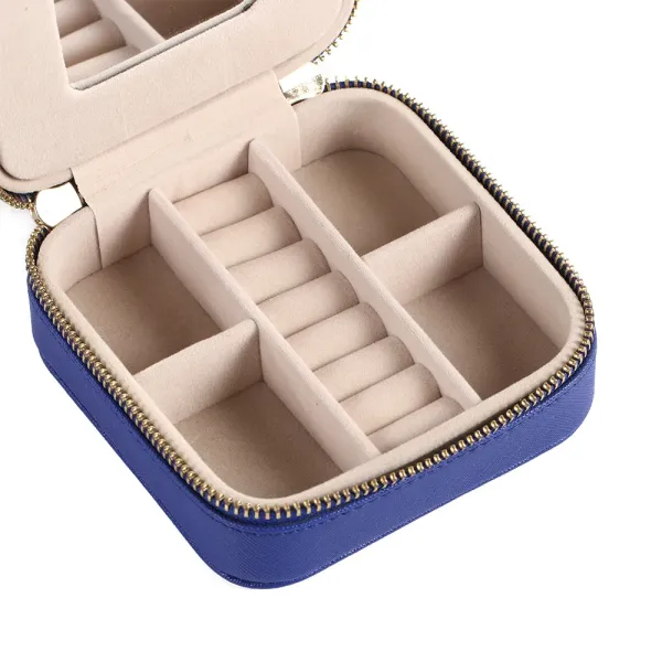 Customizable Logo Handmade PU Leather Jewelry Organizer Square Shape For Storage