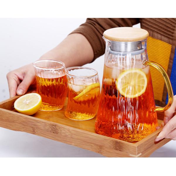 Bark Texture Glass Serving Pitcher , Borosilicate Hot Water Carafe Set