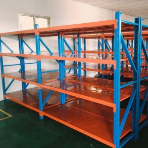 Buy cheap Rivet Customizable 5 shelf metal storage rack In Black / Orange / Blue product