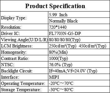 5.99 Inch IPS TFT LCD Touch Display Module 720x1440 MIPI For Access Control Systems