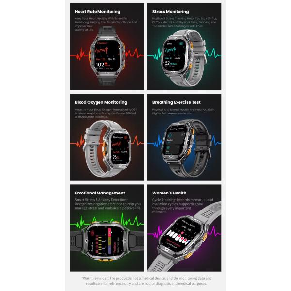 X5 Smartwatch Heart Rate Blood Oxygen BT Call Voice Assistant GPS Positioning