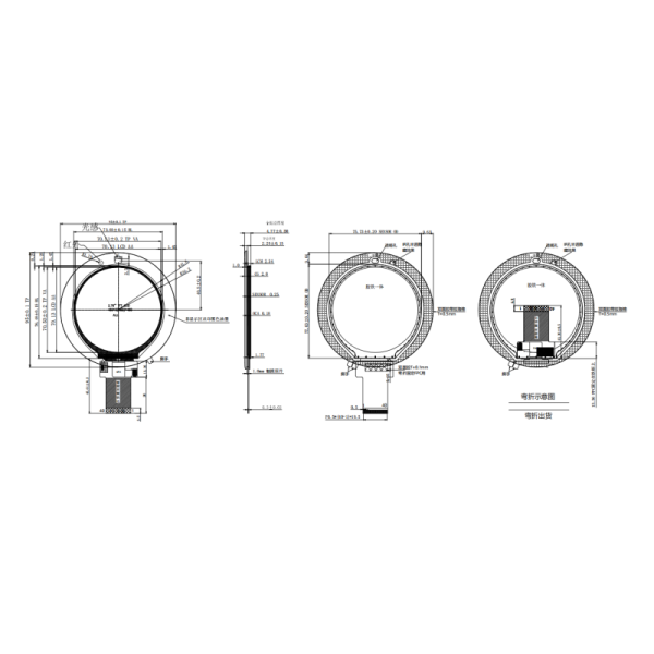 2.8 Inch Circular TFT LCD Touch Screen 480x480 Resolution 3SPI+18RGB Interface Display