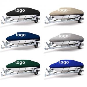 China Boat Cover 800D Marine Grade Polyester Canvas Trailerable Full Size Boat Cover for V-Hull Runabouts Outboards on sale