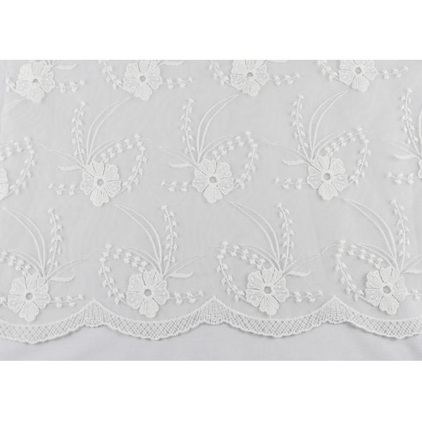 Dubai Guipure White Embroidered Lace Fabric Fabric , Scalloped Edge Lace Fabric