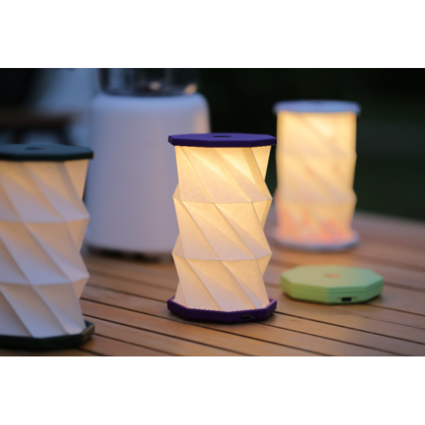 Personalized Art Rotating Paper Lamp USB Powered Foldable Light Macaron Colors