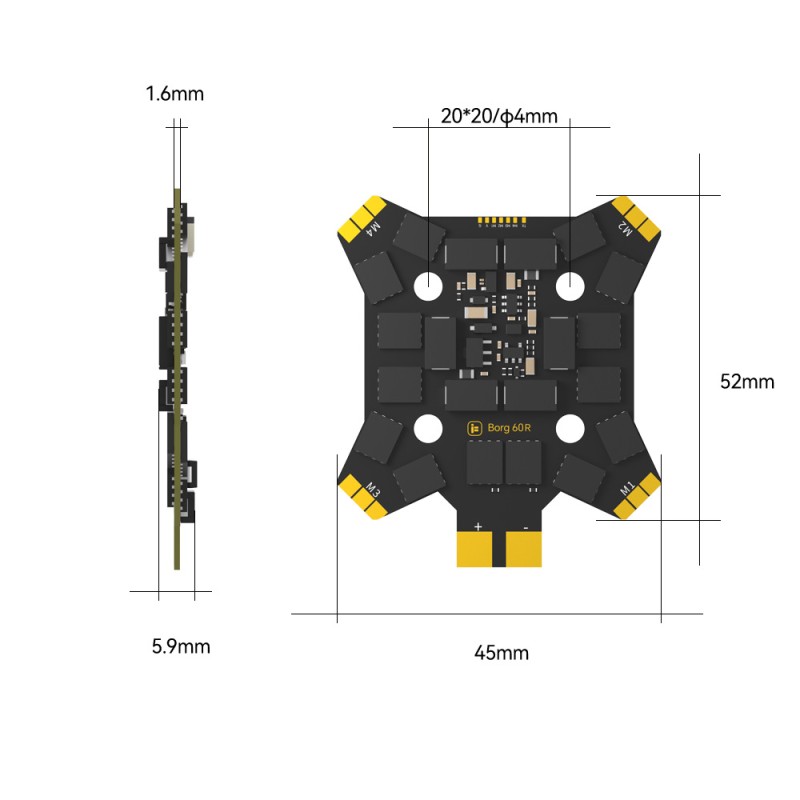 Iflight Borg 5S RX Flight Controller 60R 60RS 4-IN-1 ESC 3-8S FC Stack Built-In ELRS 2.4GHz Receiver for Racing Fpv Drone Parts