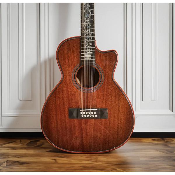 Custom Handcrafted OO Body Cutaway Acoustic Guitar with 12 Strings Double PRO Pickup