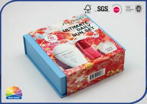 China Blue Rigid Hinged Lid Gift Box For Suntan Set Packaging Debossing Logo on sale