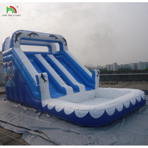 Commercial Water Slide Inflatable Kids Outdoor Double Lane Inflatable Water Slides With Pools
