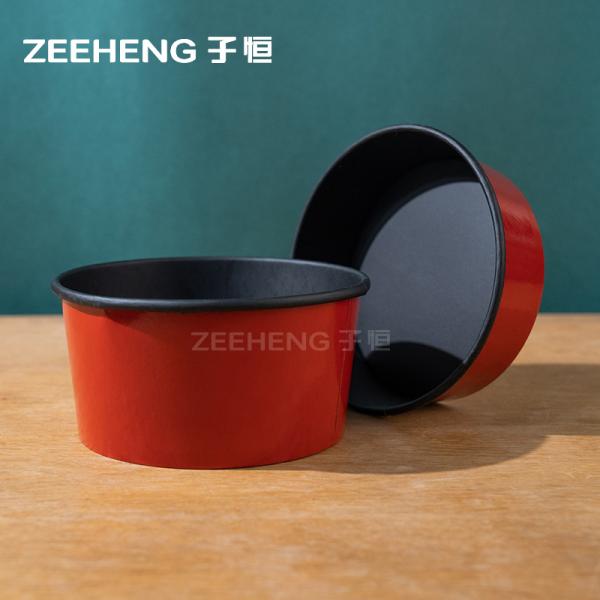 Black / Red Disposable Paper Bowls With Lids Perfect for Hot and Cold Foods
