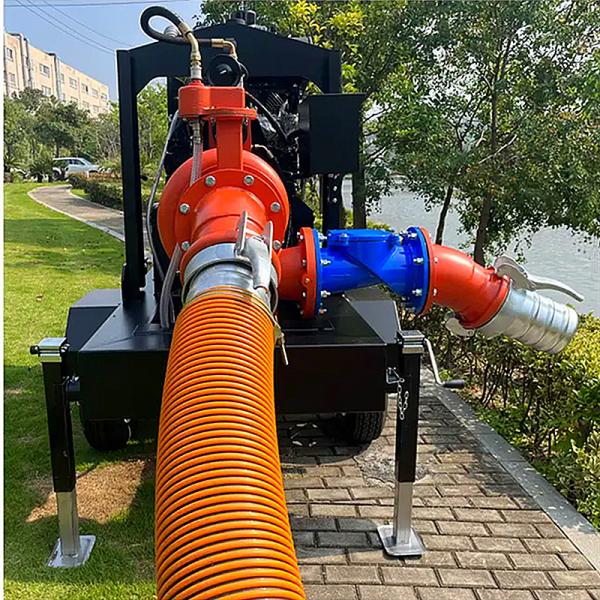 Mobile Water Pump Easy To Move Dry Priming Pump 6 Inches Diesel Water Pumps For Irrigation