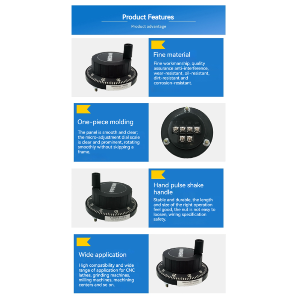Original REP Manual Handheld CNC Machine Pulse Generator Handwheel Accessories 60mm 5V-100PPR 6 Terminals AB Signal Output RA600