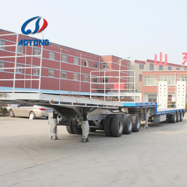 Transport Excavator with Hydraulic Gooseneck 80Tons 4 Axles Low Bed Trailer and Ladder