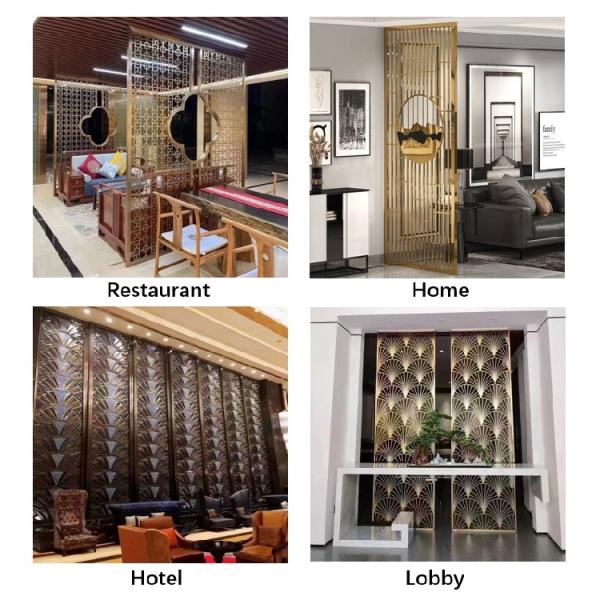 Black Decorative Metal Room Divider Screens Laser Cut Partition Wall