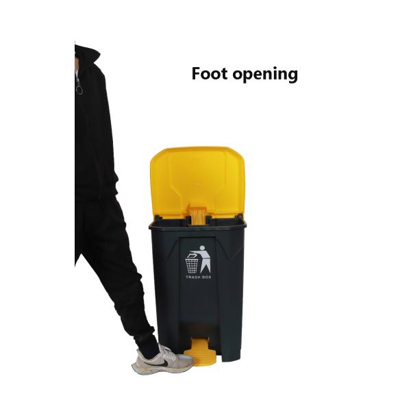 High Quality Kitchen Recycling Trash Bins Rectangular Waste Bin With Foot Pedal Yellow Trash Can