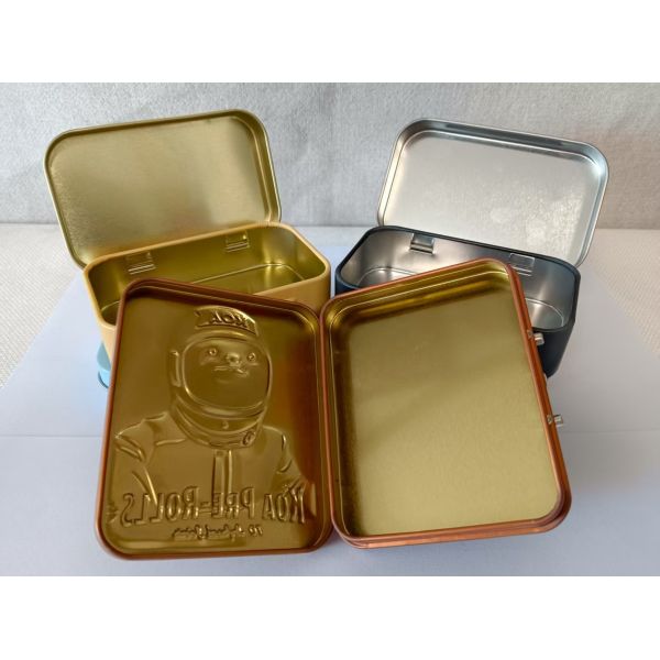 Vintage Printed Cookie Mint Tin Box Metal Packaging for Tea Snus Saffron Mini Rectangle Tin Box with Lid