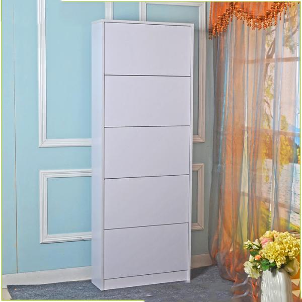 White Wood Large Capacity Shoe Cabinet With Full Length Mirror For Apartment
