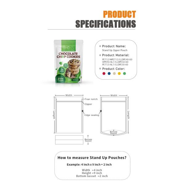 Customizable Holographic Stand Up Pouch Ziplock Bag for Food Grade Snack Packaging