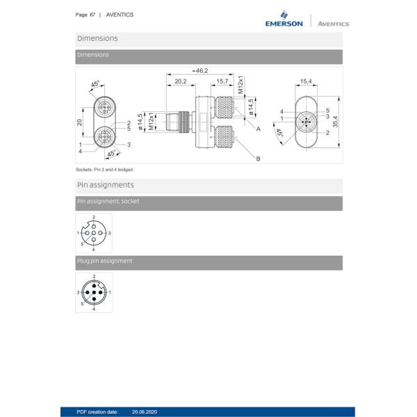 AVENTICS Pneumatic Connection Round Plug Y Connector Series CN2 – R419800162 IP65