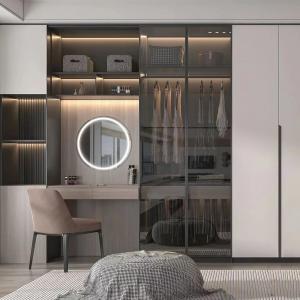 China Modern Walnut Hotel Room Wardrobe With Dresser All In One on sale