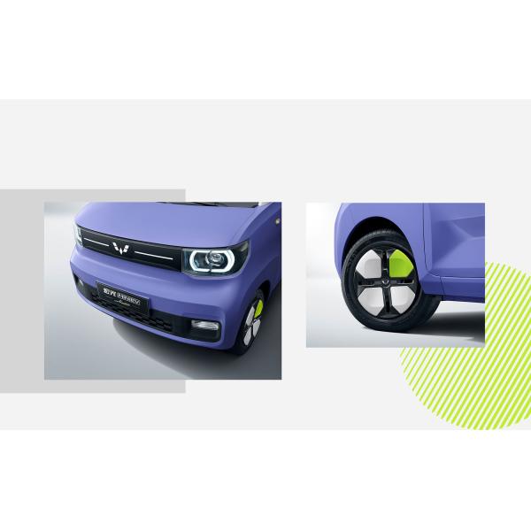 Low Speed 4 Wheel Four Seats Electric Cars Wuling Mini Hongguang Macaron 100km for Adults