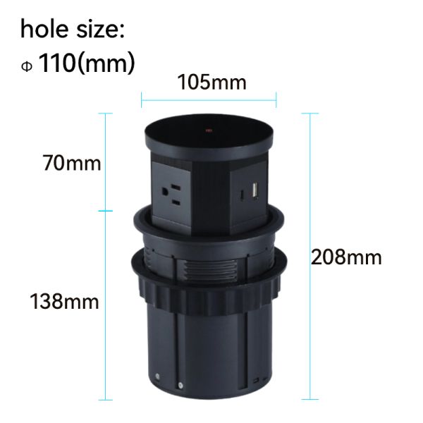 IP65 Waterproof Popup Retractable Plug Sockets Outlet 20W for Kitchen Office