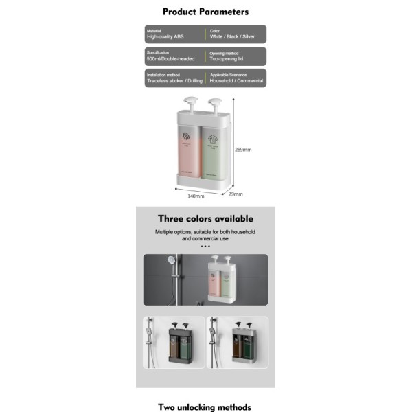 Customizable Tamper Proof Double to Triple Wall Mounted Soap Dispenser with ABS Material for Liquid Soap