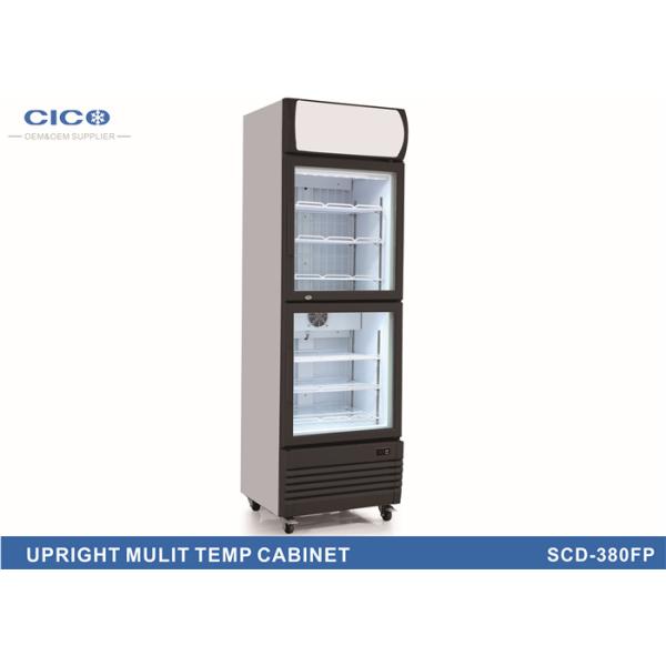 Dual Temp Zone Upright Glass Door Fridge Customized Logo Design