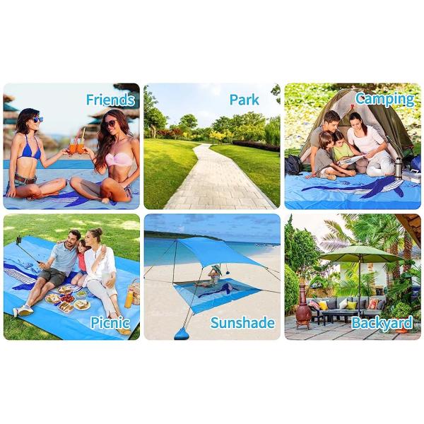 Camping Rug, Beach Blanket Silky Soft 85"x72" Boho Sand Proof Beach Blanket Sand Proof Mat with Corner Pockets