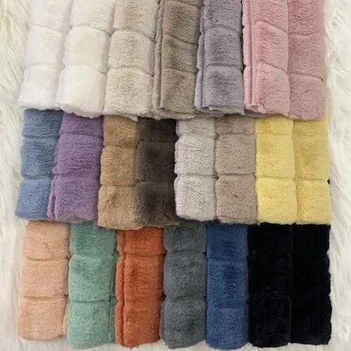 50/75D Spun yarn Polyester Rabbit Jacquaand fur Fashion Designs for Luxury coating GSM:230-400g Static-free AZO-free