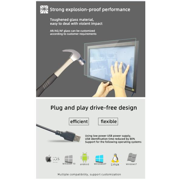 18.5 Inch IR Touch Screen Panel Overlay Kits Multi Points For Monitor