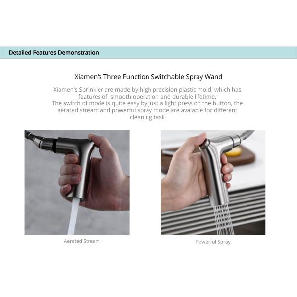 PEX Pull Down Hose Kitchen Bar Faucets 360 Degree Swiveling Deck Mount Sink Faucet