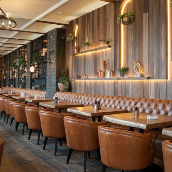 Weather Resistant Leather Seat Booth with Durable Frame Construction and Modular Layout Flexibility for Restaurants and Cafes