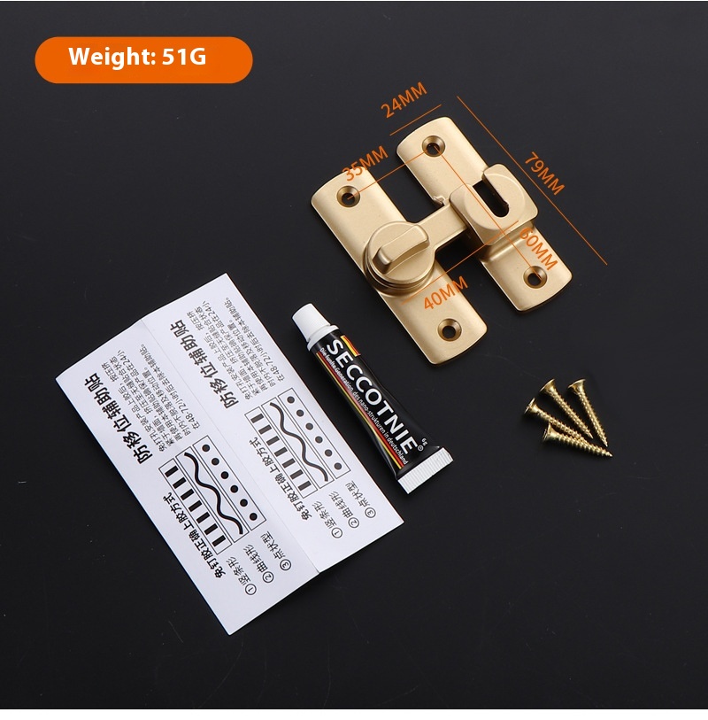 Modern Hotel Bathroom No-Drill Window Solid Aluminum Alloy Door Window Accessories Easy Closure Anti-Theft Lock 1-Year Warranty