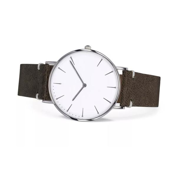 Mens Minimalist Leather Wristband Watch Japan Movement OEM / ODM Service