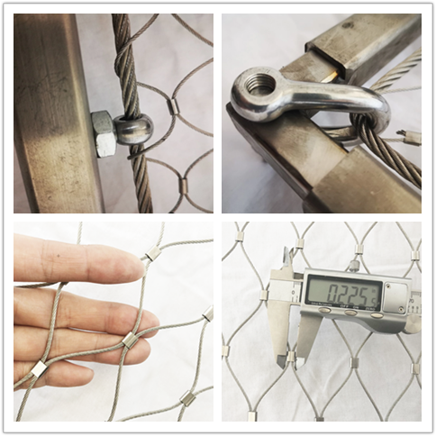 Stainless Steel Wire Rope Mesh For Cable Mesh Zoo Fence / Plant Climbing Forest Net