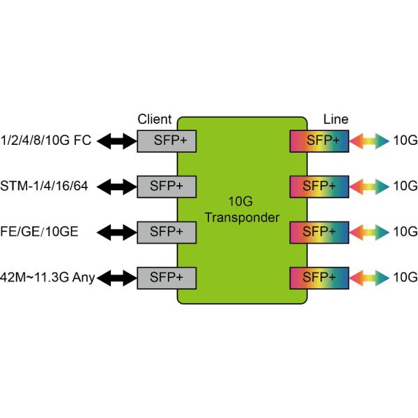 DWDM Transmission 8*SFP+ Multi-Rate OTU Transponder 1/2/4/8/10G Muxponder board
