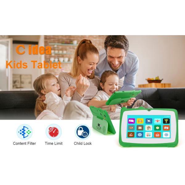 C idea Green 7'' HD Display Android 9 Toddler Tablet With Shockproof Case 5000mAh Battery CM80 Green