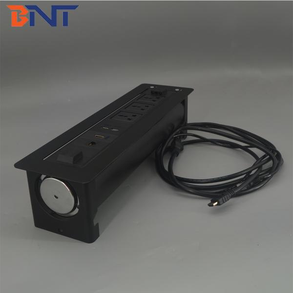 Smart motorized rotate hidden tabletop power socket with usb port