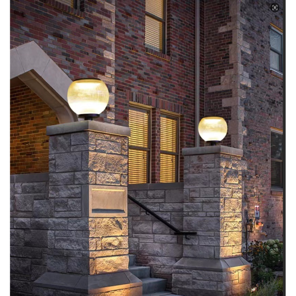 Intelligent Light Control + Remote Control Solar LED Post Light Three Color Modes Waterproof & Rustproof