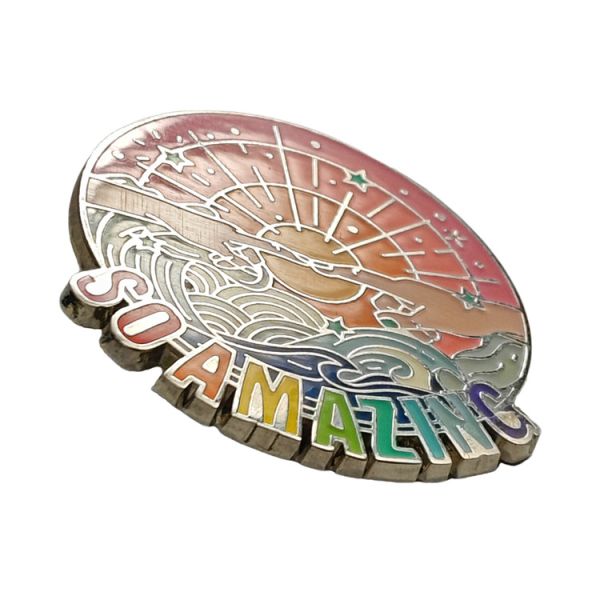 Circular Customized Metal Badges Scratch Proof Embossed Metal Badge Waterproof