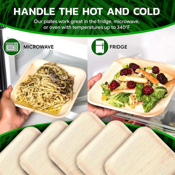 9x6" Compostable Palm Leaf Disposable Plates , Rectangle Biodegradable Leaf Plates