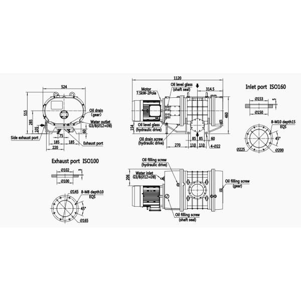 BSJ600LC Roots Type Vacuum Pump Hydrodynamic Coupling Mechanical Booster Vacuum Pump