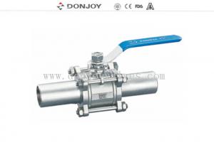 China 3pcs welded full port Sanitary Ball Valve With connection pipe on sale