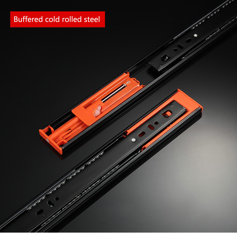 Silent Ball Drawer Rail Cabinet Buffer Hardware Accessory Black Thick Three-section Kitchen Living Room Furniture Hinges